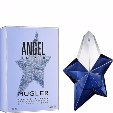 Mugler Angel Elixir с емблематичен син флакон звезда и модерна визия
