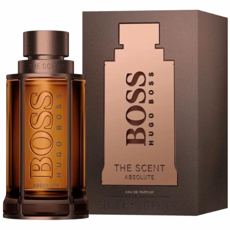 BOSS The Scent Absolute for Men мъжки парфюм – елегантен тъмен флакон със златисти детайли