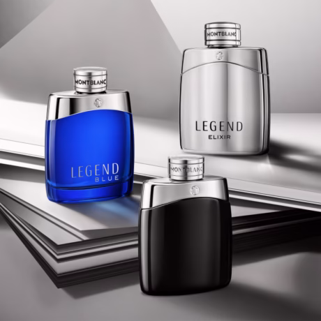 Елегантен аромат Montblanc Legend Elixir върху изискан тъмен фон