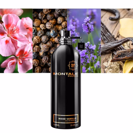 Montale Boise Vanille върху светъл фон, подчертаващ топлия ванилов и дървесен характер