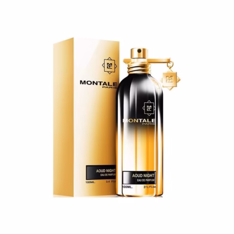 Montale Aoud Night върху тъмен фон, подчертаващ ориенталския и опушен характе