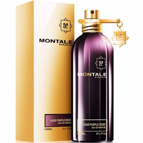 Флакон Montale Aoud Purple Rose с елегантен нишов дизайн и характерната метална бутилка