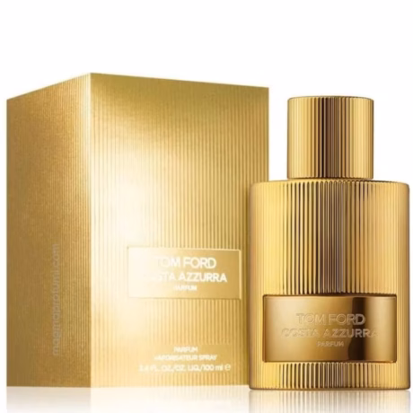 Tom Ford Costa Azzurra Parfum оригинален унисекс парфюм със златист метален флакон и елегантен средиземноморски характер