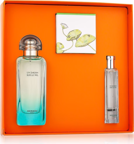 Hermès Un Jardin sur le Nil комплект с парфюм и допълнителни продукти за ароматно изживяване.